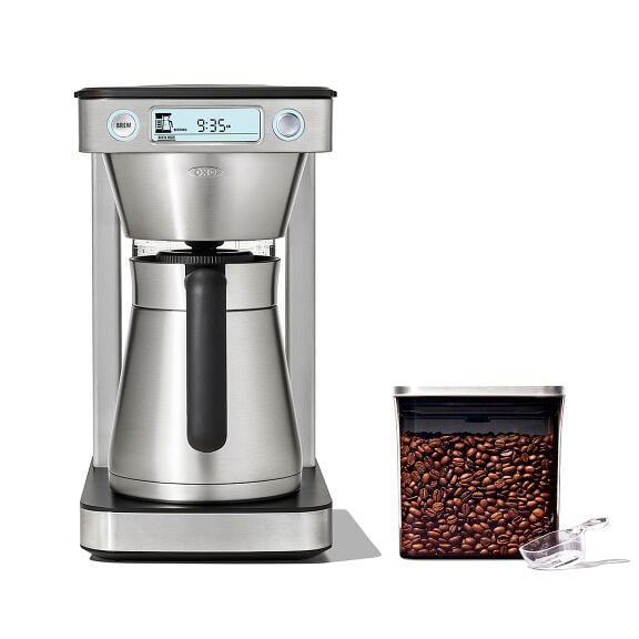 12-Cup Coffee Maker with Podless Single-Serve Function & Steel Coffee POP Container (1.7 Qt) with Scoop Bundle