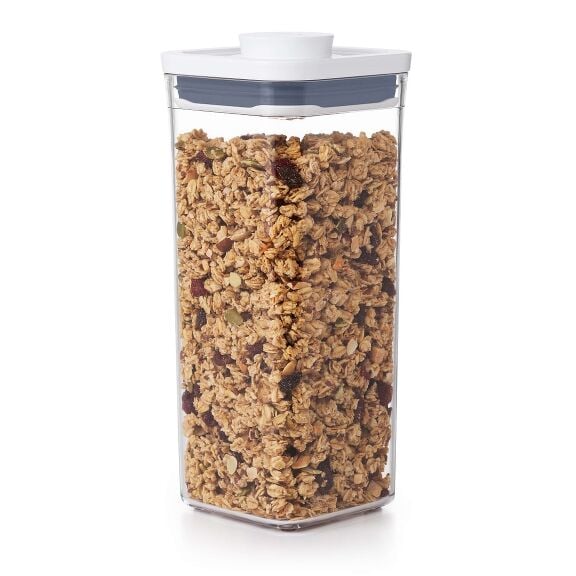 OXO POP Container, Small Square Medium 1.7 qt with granola