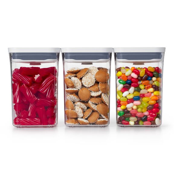 OXO POP 3 Piece Small Container Set filled with candy