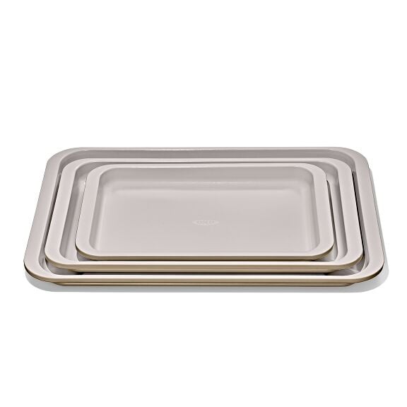 Non-Stick Pro Ceramic Coated Metal Bakeware 3Pc Set - Biscuit