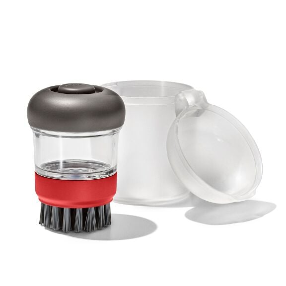 Outdoor Soap Dispensing Dish Brush with Storage Case