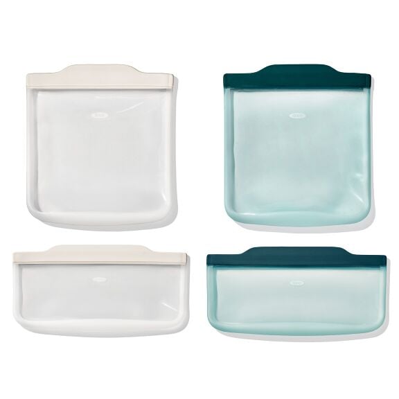 Silicone Reusable Bag -  4 Piece Lunch Set - Oat/Lagoon