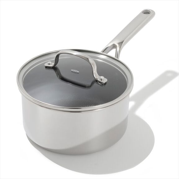 Trident Hybrid Non-Stick Stainless Steel 2.5 Qt Saucepan with Lid 