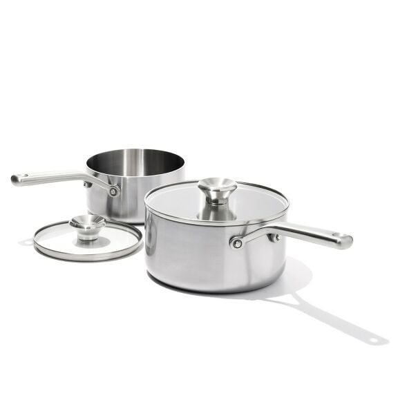 Stainless Steel Mira Series 1.7qt And 3.3qt Sauce Pan With Lid