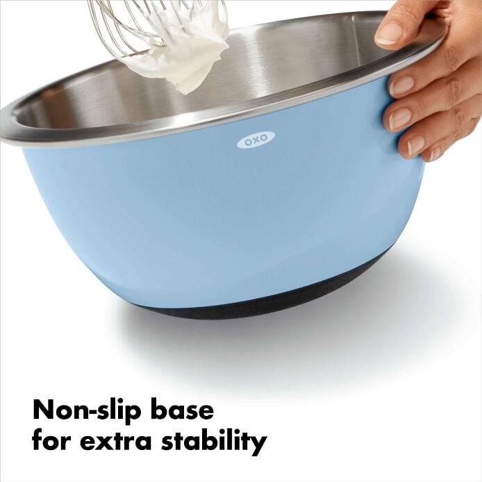 3-Piece Stainless Steel Mixing Bowl Set - Blue/Gray