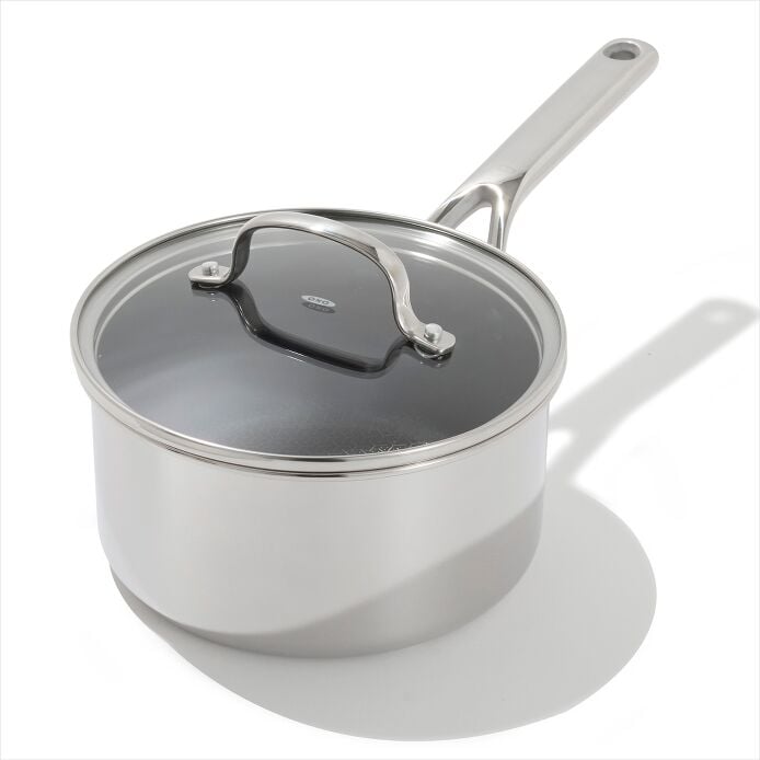Trident Hybrid Non-Stick Stainless Steel 2.5 Qt Saucepan with Lid 