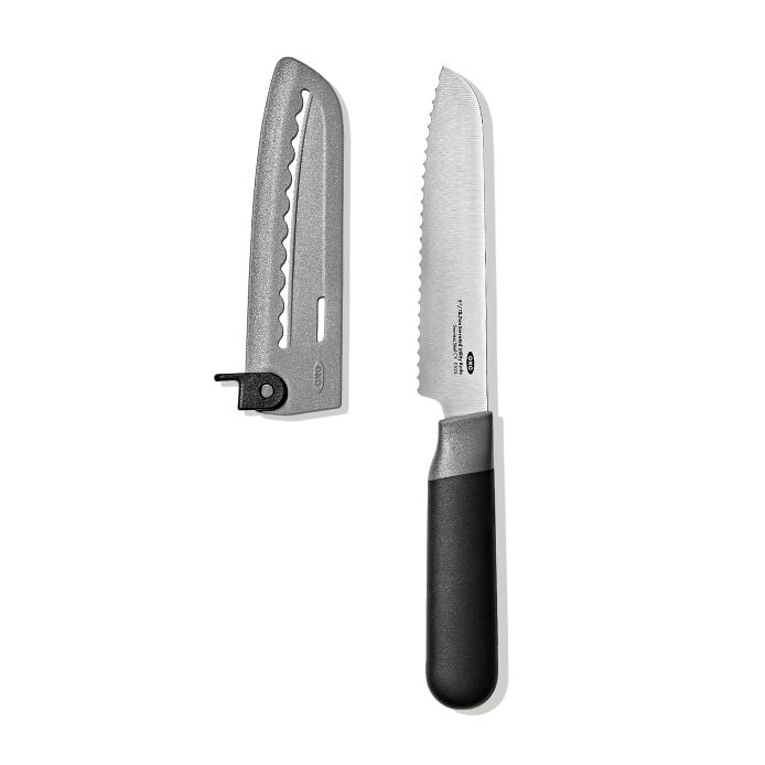5 in Serrated Utility Knife with Locking Sheath