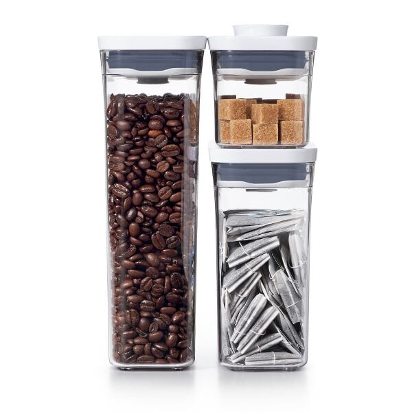 OXO POP 3 Piece Variety Set with sugar, coffee beans and tea