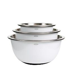 3-Piece Stainless Steel Mixing Bowl Set - White