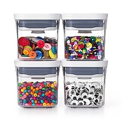 OXO Good Grips 4 Piece Mini POP Container Set filled with crafting supplies