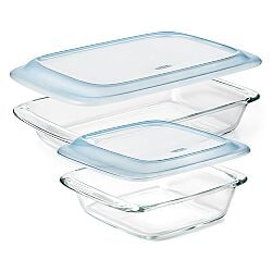 Glass Baking Dish with Lid (2.0 Qt) and Glass Baking Dish with Lid (3.0 Qt) Bundle