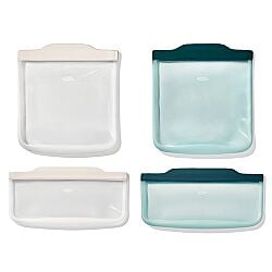 Silicone Reusable Bag -  4 Piece Lunch Set - Oat/Lagoon