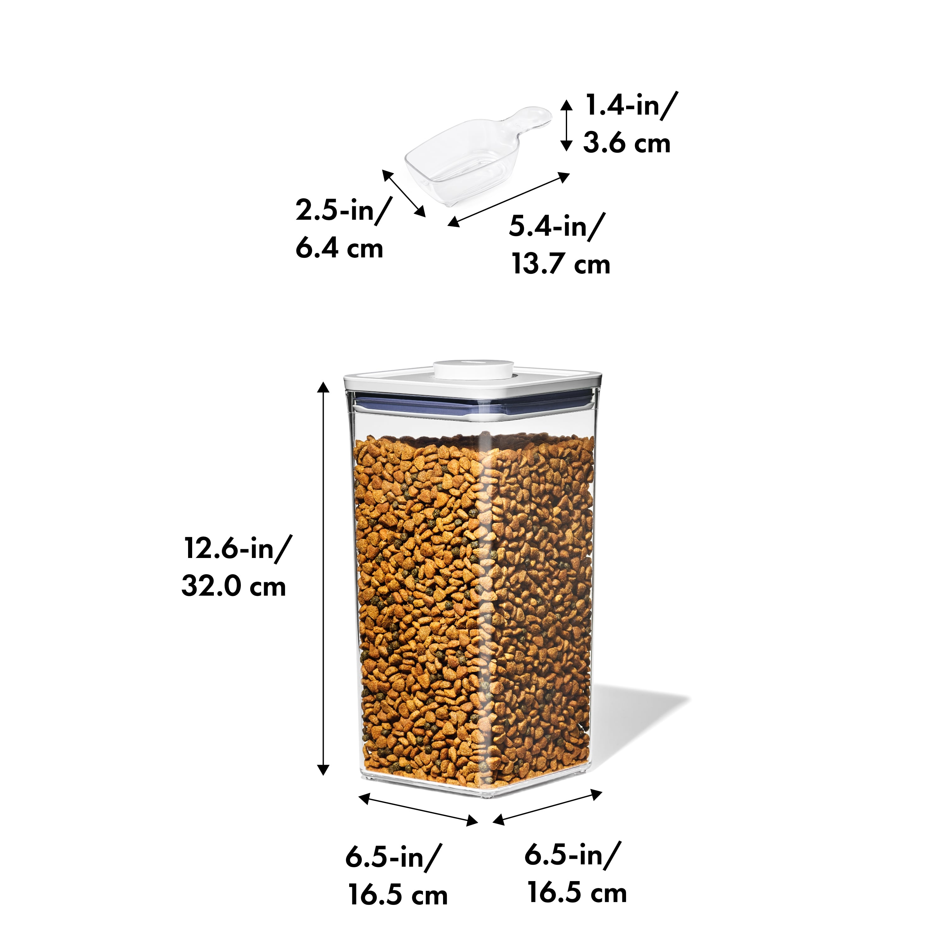 OXO Good Grips Pet POP Container – 6.0 Qt/5.7 L with Half Scoop specifications tab image one