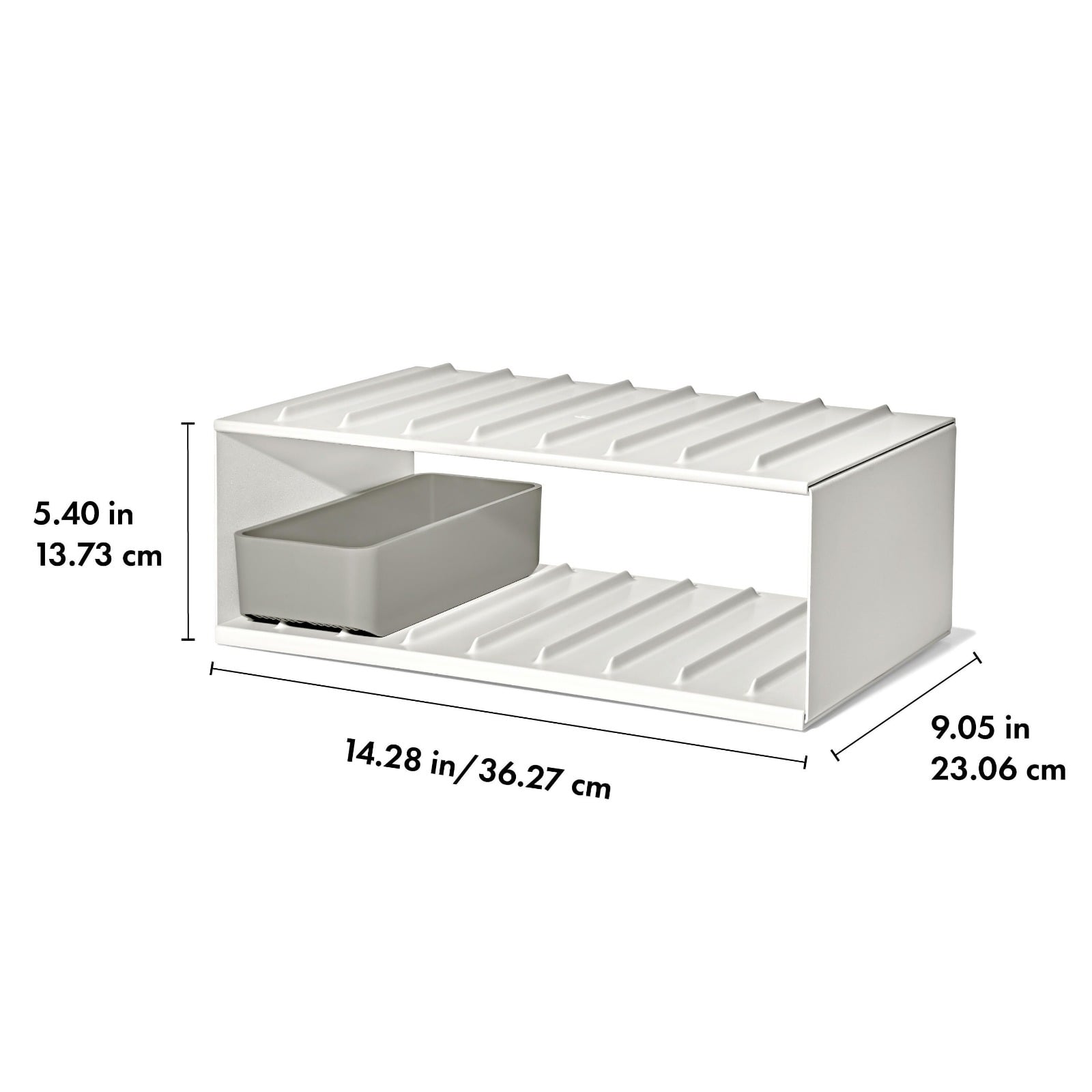 Water Bottle Organizer with Accessory Bin specifications tab image two