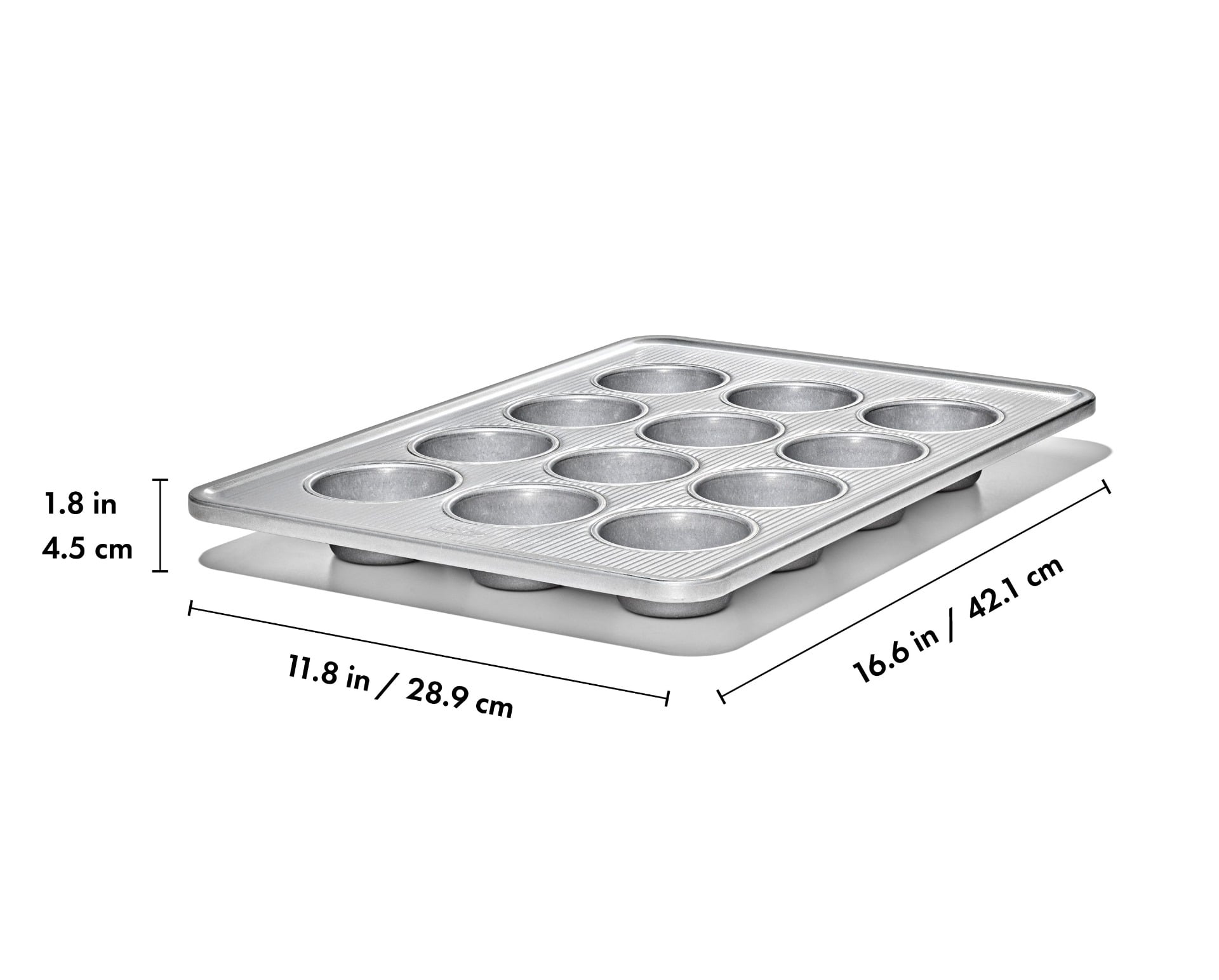 Non-Stick Pro Clear Coated 12 Cup Muffin Pan specifications tab image two