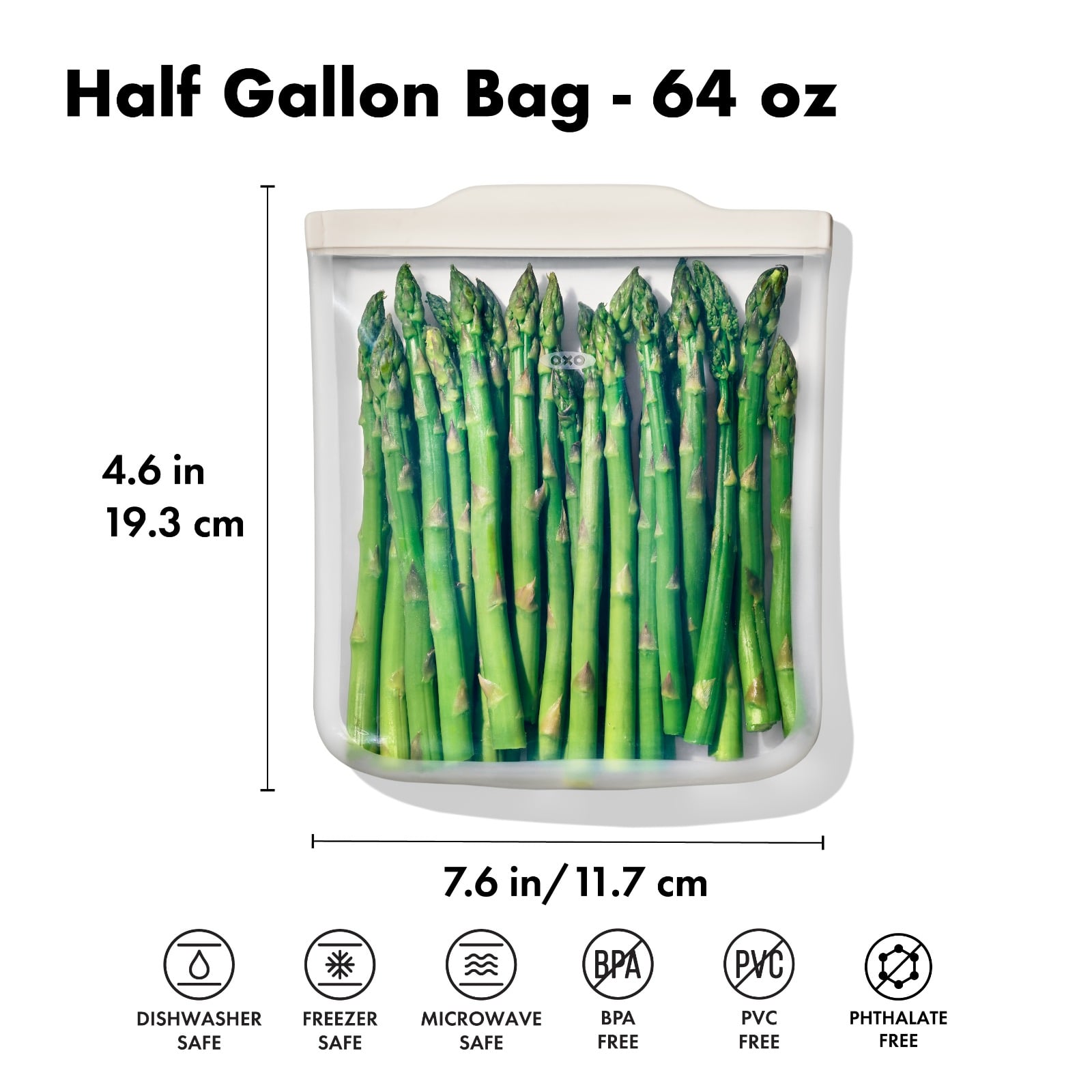 Silicone Reusable Bag - Half Gallon Bag (64 oz) - Oat specifications tab image two