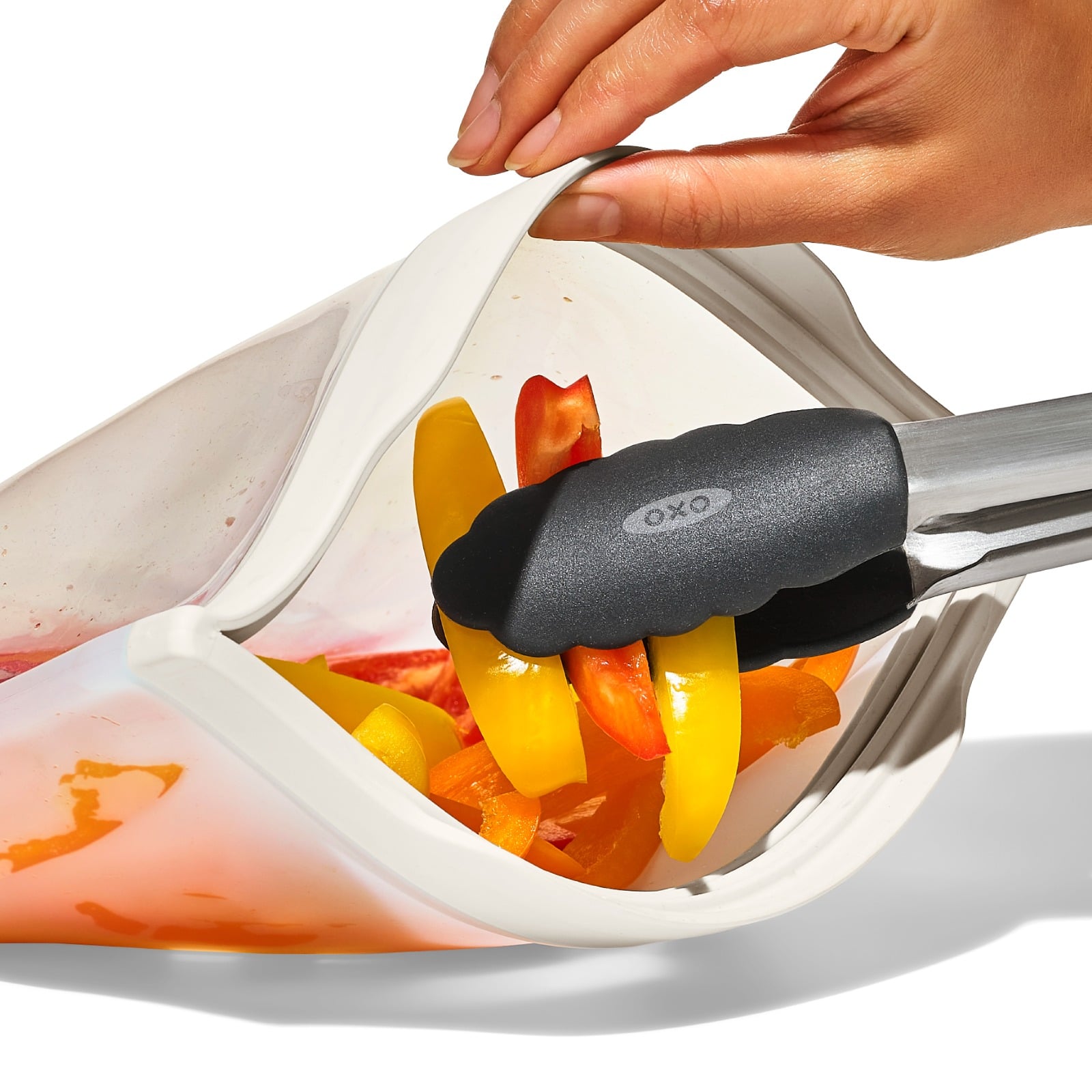 Silicone Reusable Bag - Half Gallon Bag (64 oz) - Oat details tab image.