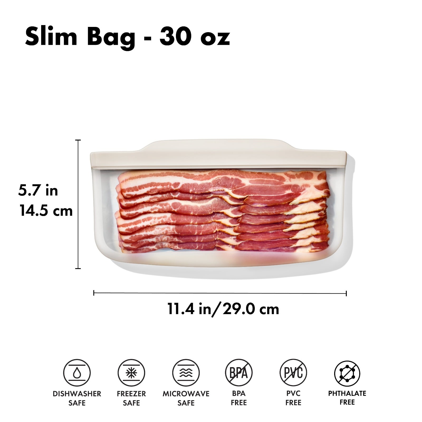 Silicone Reusable Bag - Slim Bag (20 oz) - Oat specifications tab image two