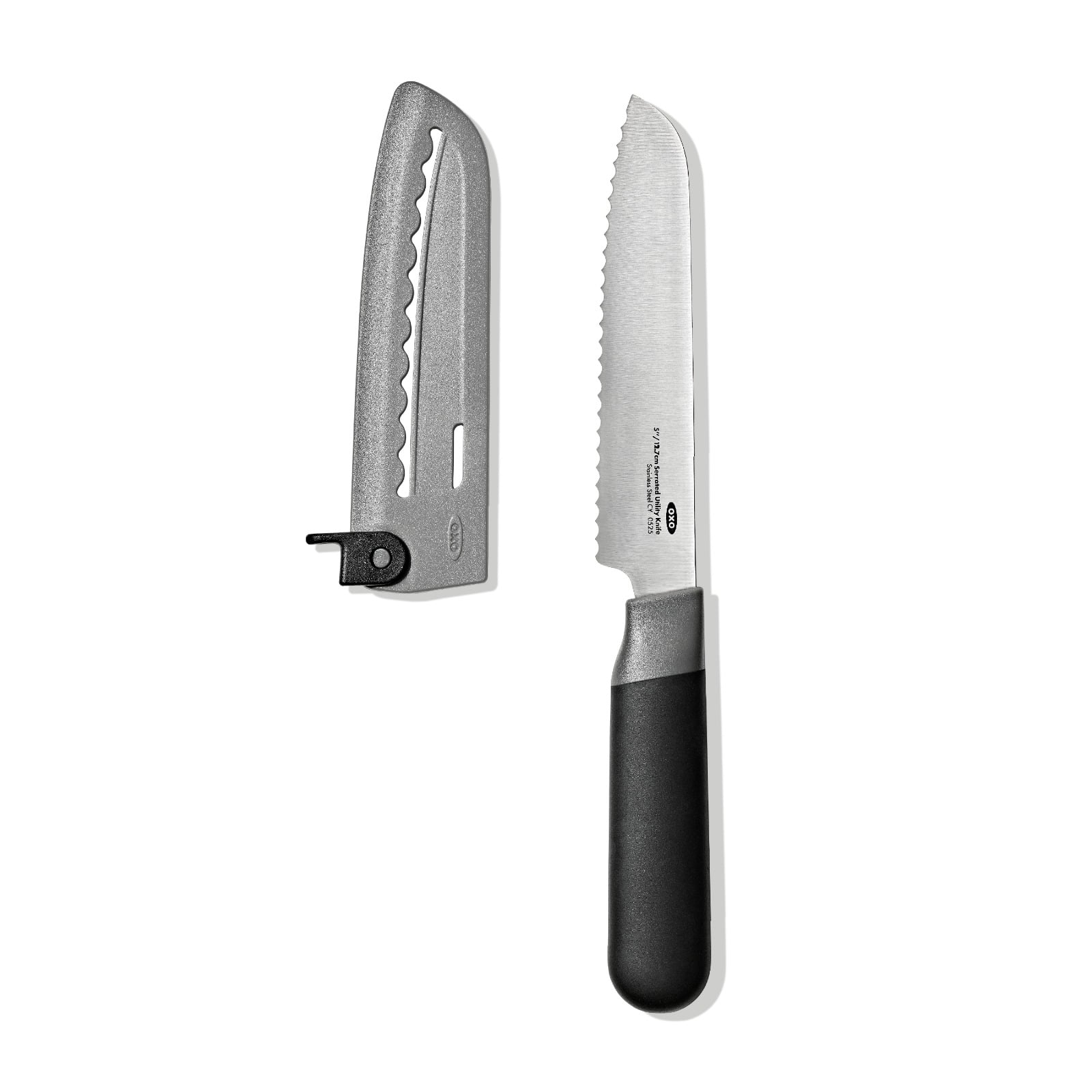 5 in Serrated Utility Knife with Locking Sheath details tab image.