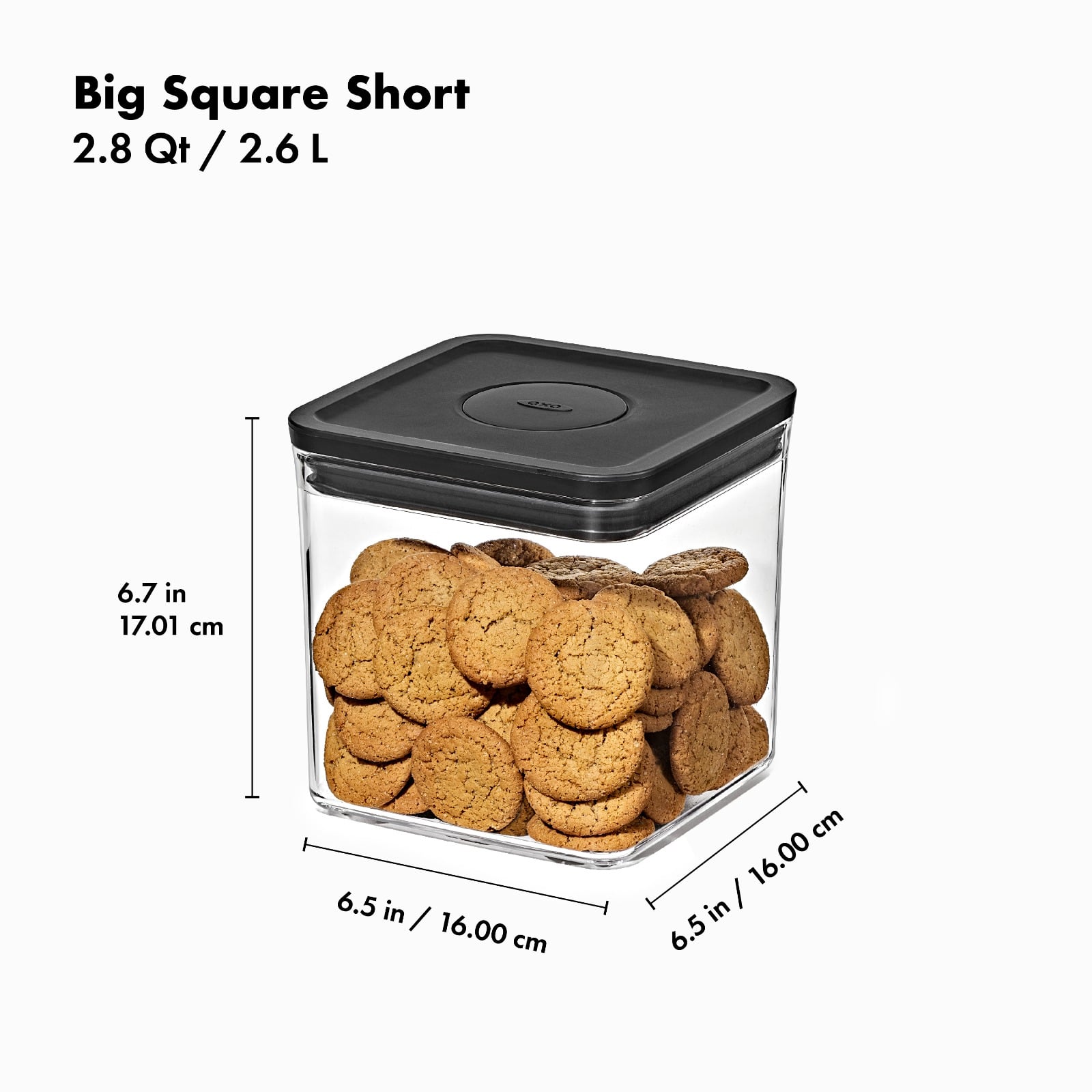 POP Container - Big Square Short (2.8 Qt/2.6 L) - Matte Black specifications tab image one