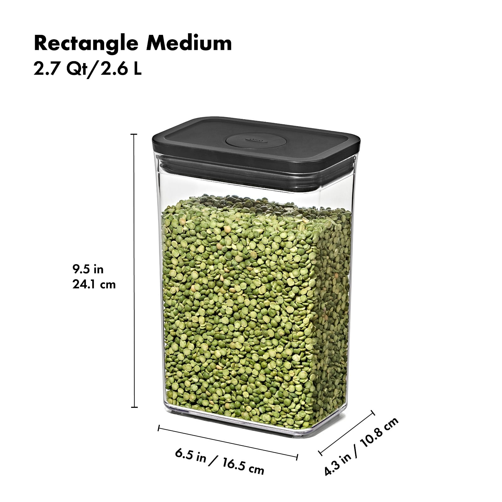 POP Container - Rectangle Medium (2.7 Qt/2.6 L) - Matte Black specifications tab image one