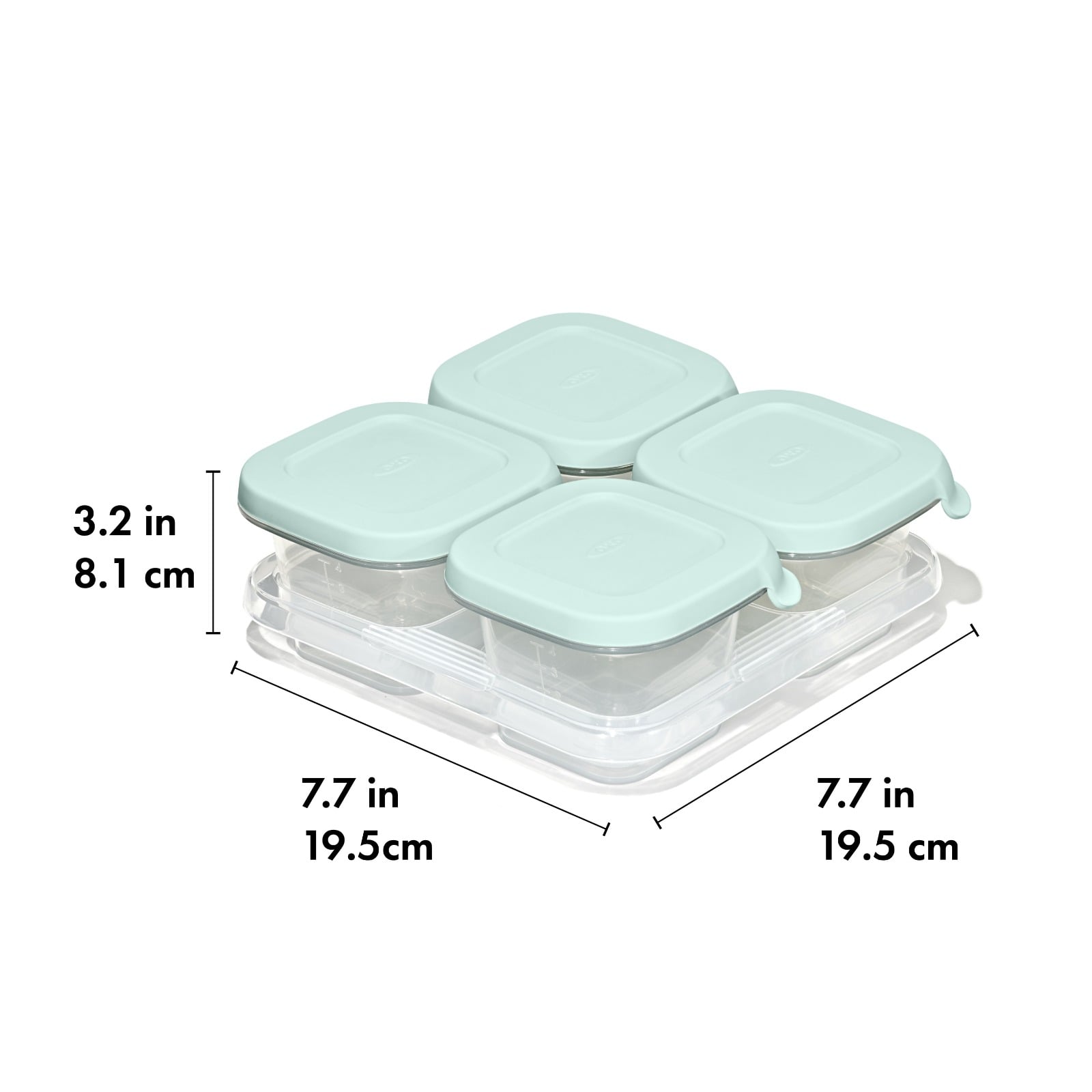 Silicone Baby Blocks Food Storage Containers (4 oz) - Opal specifications tab image two