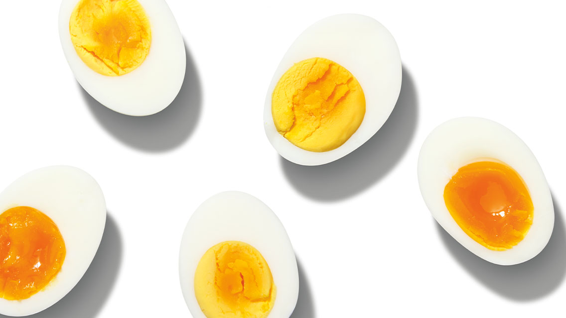 hard-boiled eggs halved