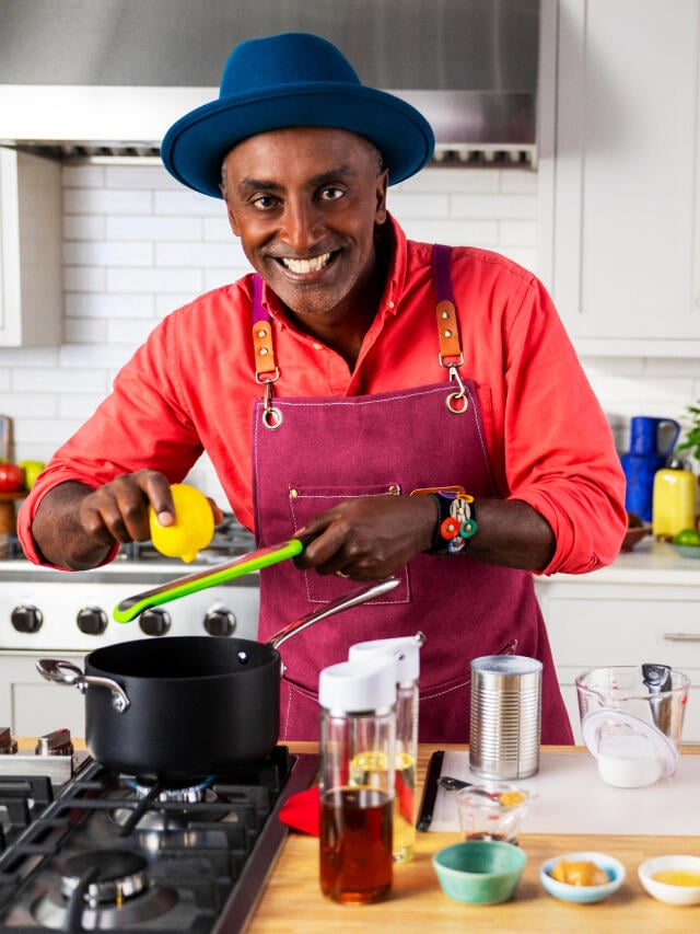 chef marcus samuelsson prepares noodle dish